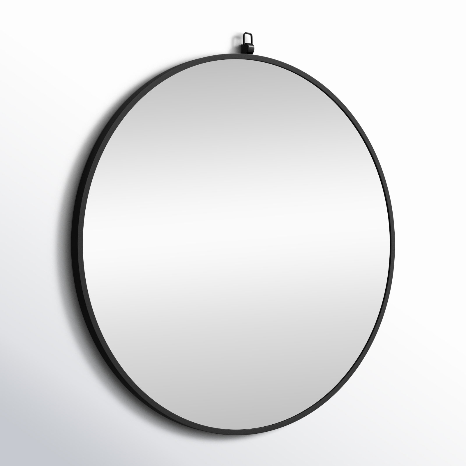 Cassie Metal/Manufactured Wood Round Wall Mirror, Black, 42" x 42"