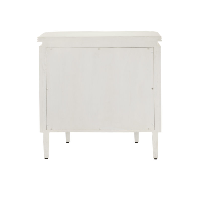 Briallen 2 - Drawer Solid Wood Nightstand, Cerused White, Brass