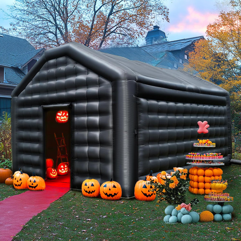 16.5' x 13' Inflatable Nightclub Tent Black Portable Party Dome with Air Blower, Black, 137.8" H x 196.85" W x 157.5" D