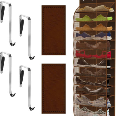Over-the-door Shoe Organizer With 12 Large Breathable Pockets Espresso