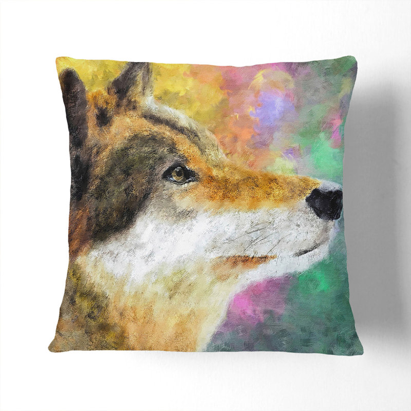 Abstract Wolf Vol.1 Square Throw Cushion, 55cm H x 55cm W x 20cm D, Black