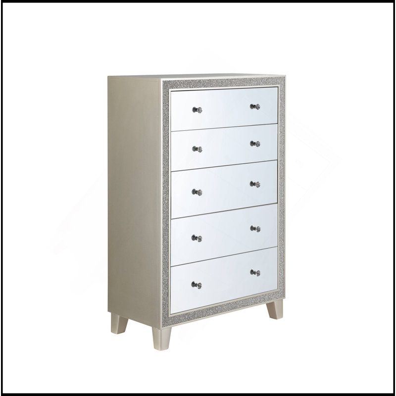 Commode à finition miroir et champagne Sliverfluff