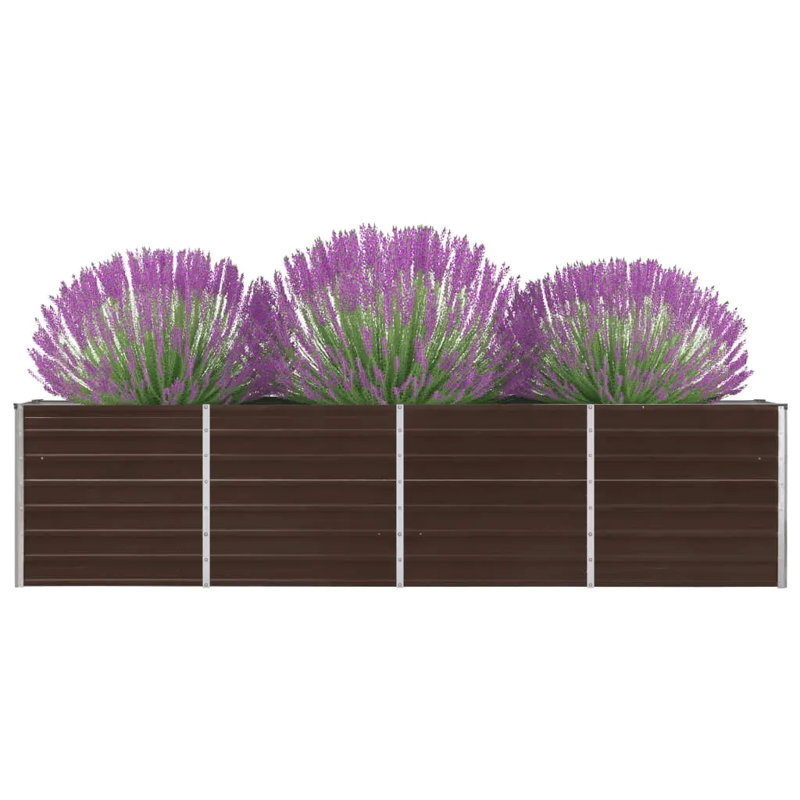 Edmund Metal Raised Garden Bed, Brown, 77cm H x 40cm W x 320cm L