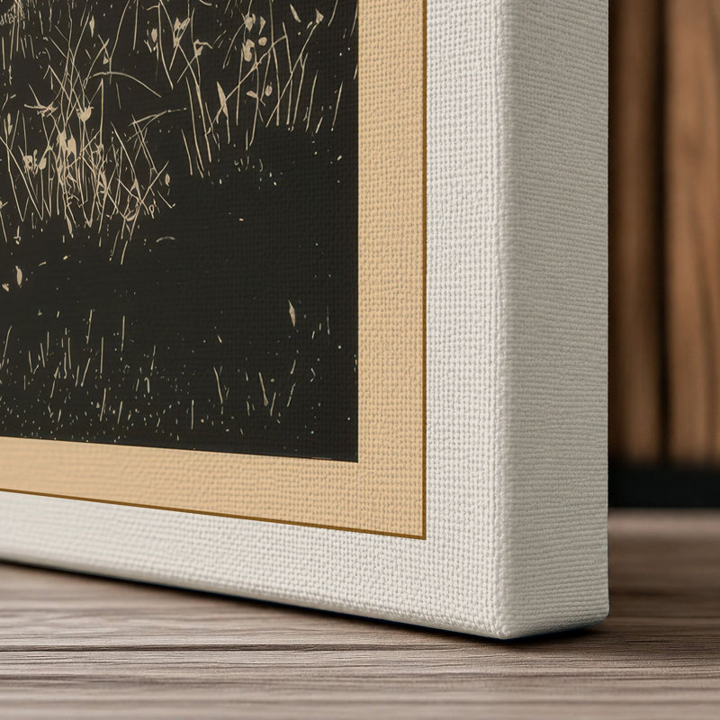 Bison Silhouette Rustic - Wrapped Canvas, 24x16 - 61.0 x 40.6 cm, Cream Border