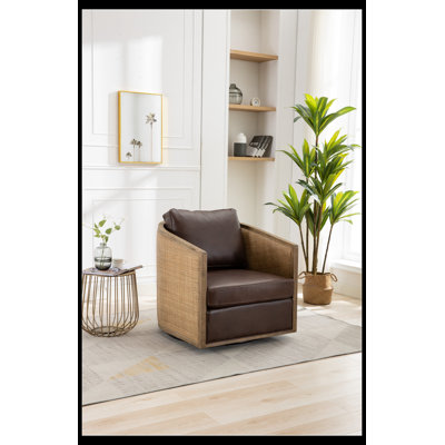 Fauteuil demi-tonneau pivotant de 30,12 po Beandon, fauteuil simple, fauteuil demi-tonneau pivotant à 360 degrés