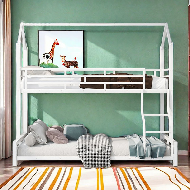 Lit superposé simple au dessus d'un lit double Ahshanti Kids, Blanc