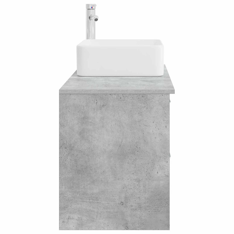Vanity & Mirror Set, Concrete Grey