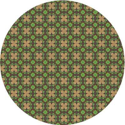Vert géométrique/Tapis décoratif brun