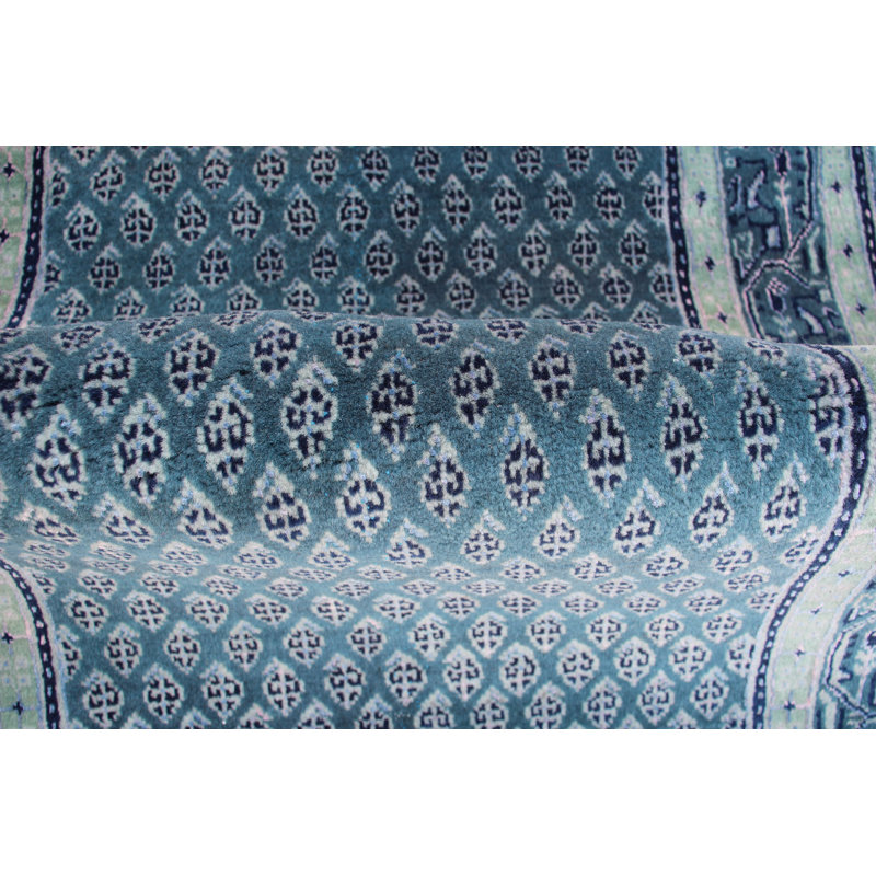 Hand-Knotted High-Quality Light Blue Area Rug, Runner 2'7" x 14'4"