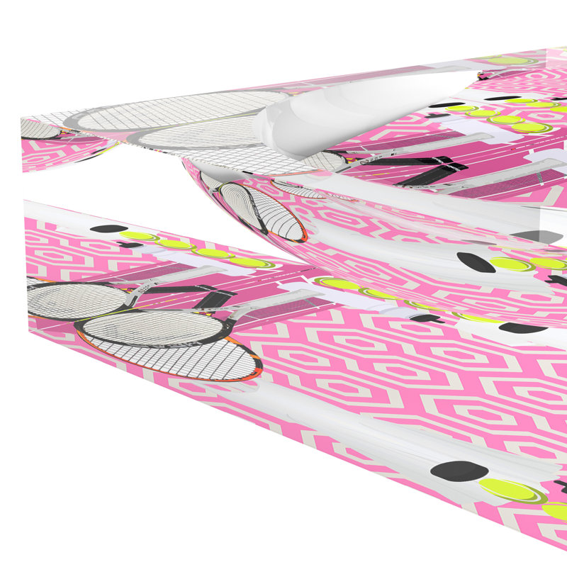 Plat à tennis tennis, L 6 po x P 6 po x H 2 po, Blanc rose