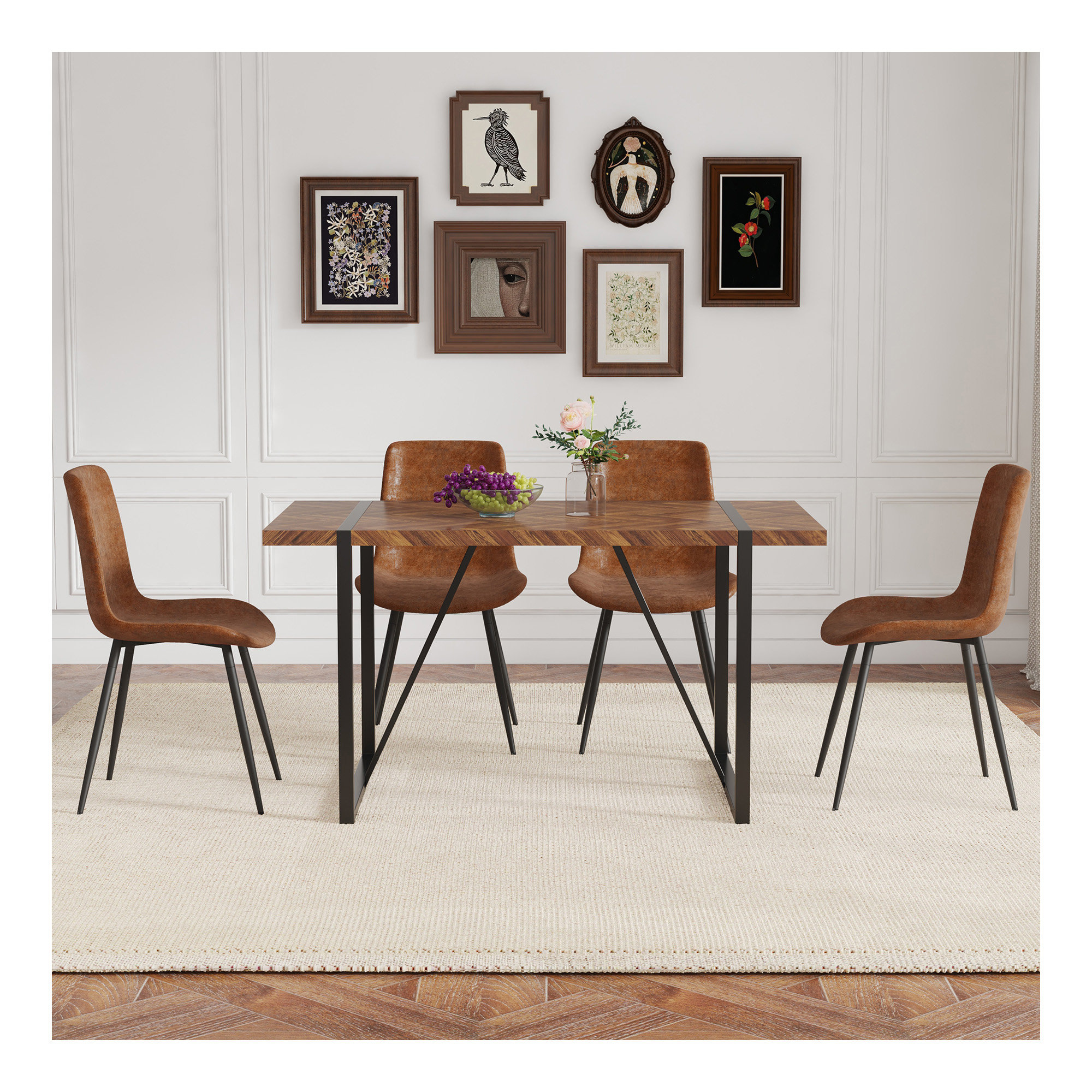George Oliver Table and chair set.A retro rectangular dining table with ...