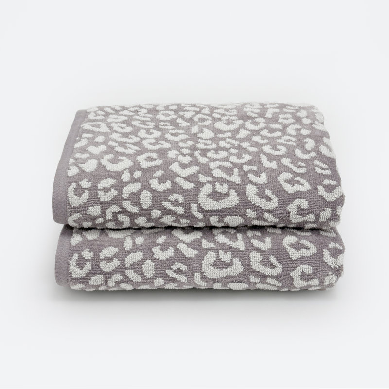 100% Cotton Plush Leopard Towels, Bath Towels - 2 Pack
