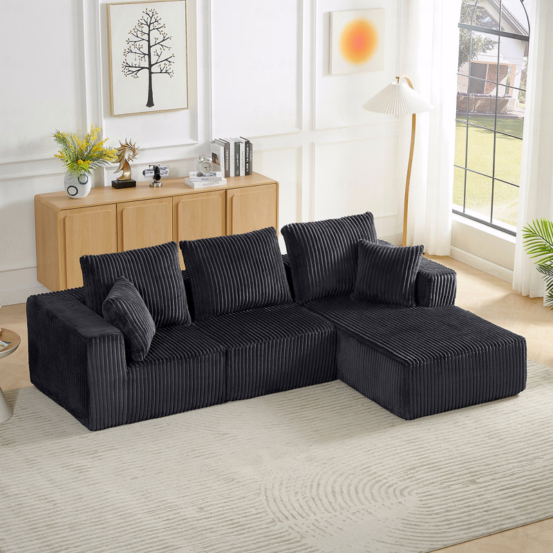 Canapé modulaire Basic, canapé modulaire, canapé nuage en velours côtelé moderne avec assise profonde, canapé rembourré 4 places