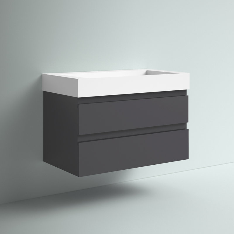 Babajide 35.5'' Single Bathroom Vanity with Acrylic Top, High Gloss White