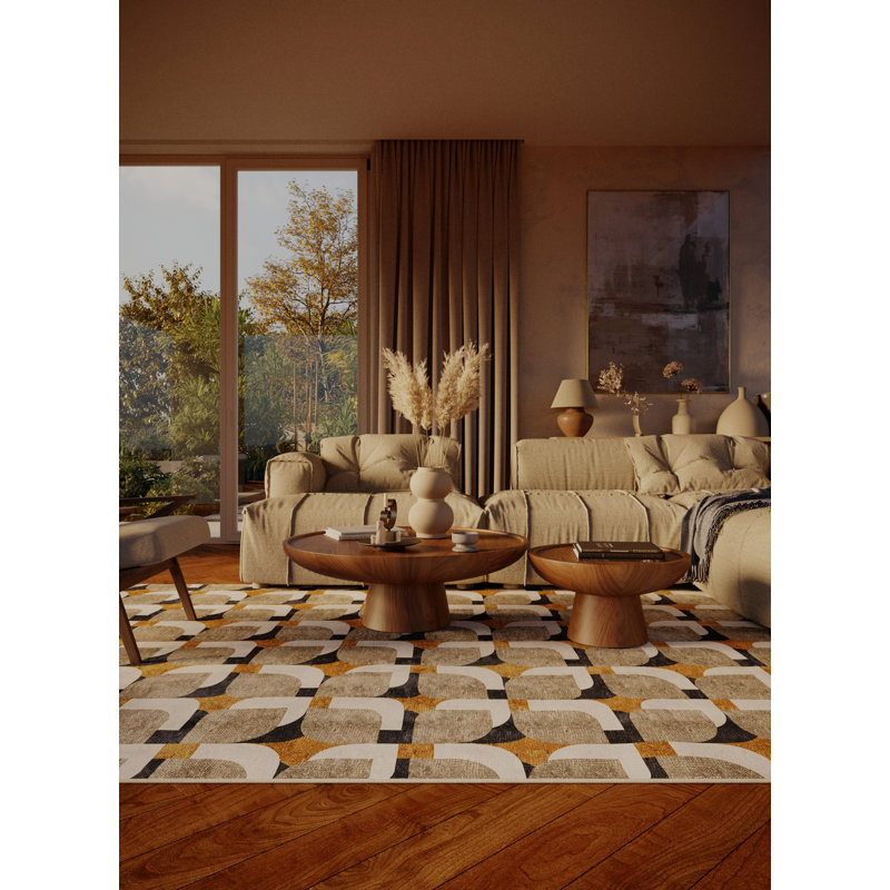 Tapis gris en chenille / polyester tissé à la main Marayah, Rond 7 pi