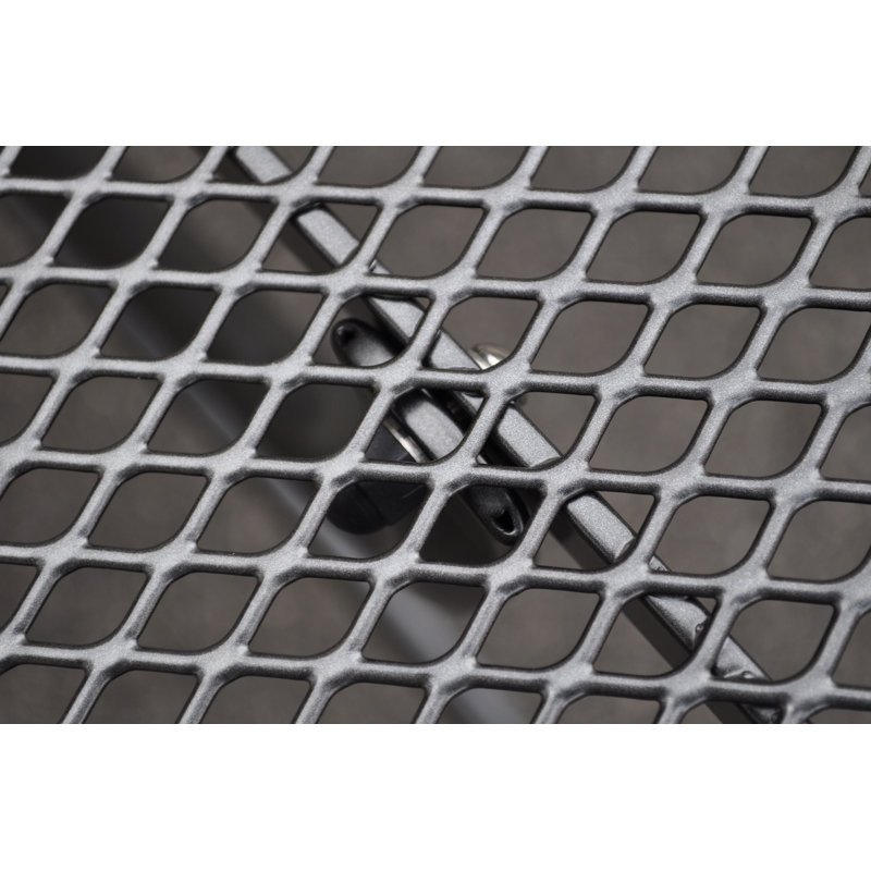 Gray Wrought Iron Square Mesh Outdoor Dining Table