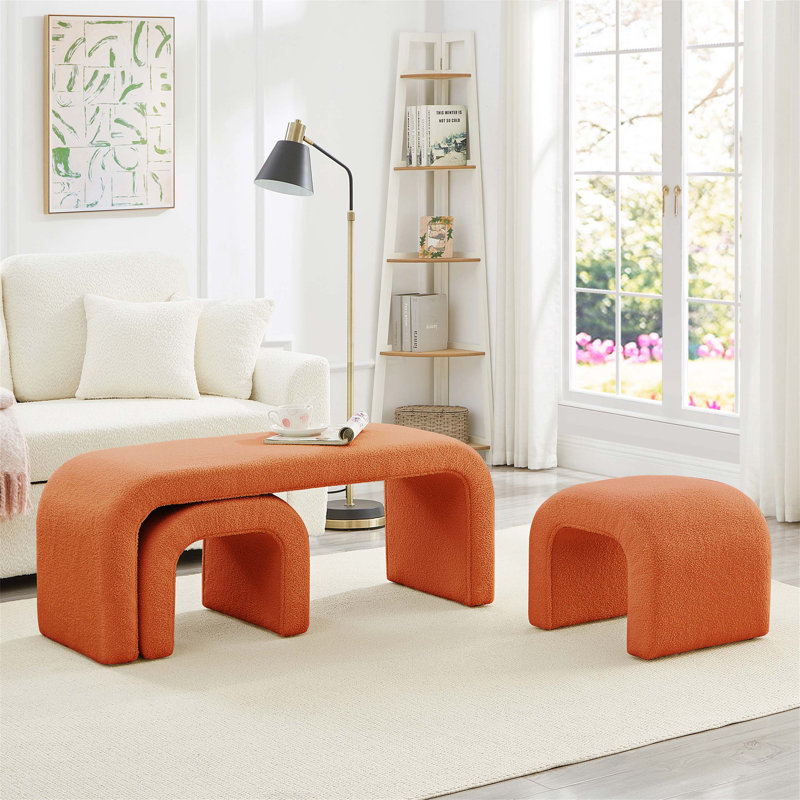 Ensemble de banc de repose-pieds polyvalent pour diverses pièces, améliorant le confort et le style, Orange