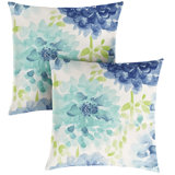 Gardenia Seaglass Floral Indoor/Outdoor Reversible Throw Pillow