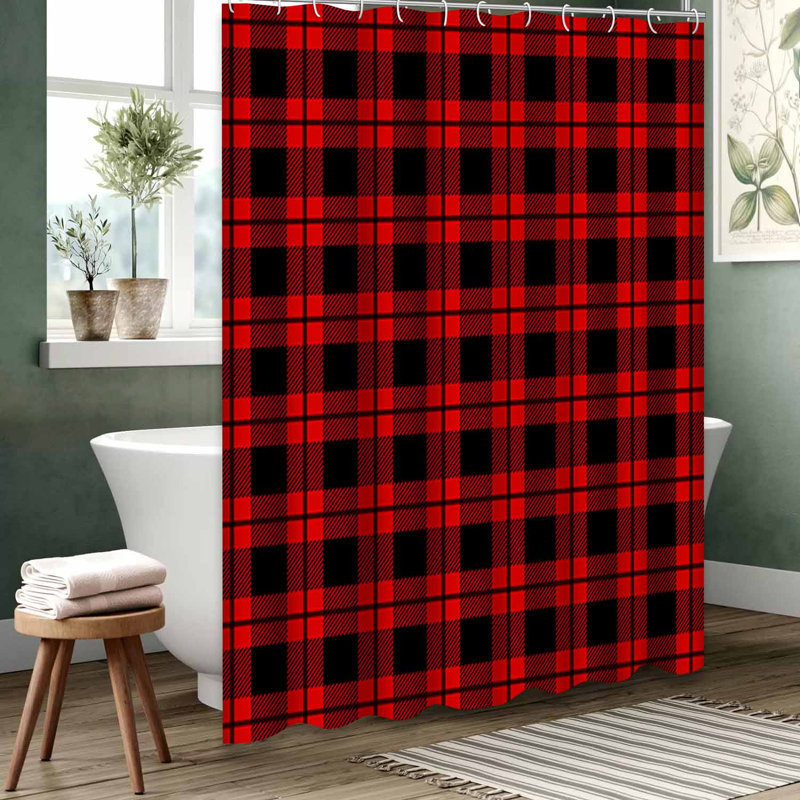 Rideau de douche rouge imperméable, rideaux de douche pour la salle de bain avec 12 crochets, 72" L x 78" W