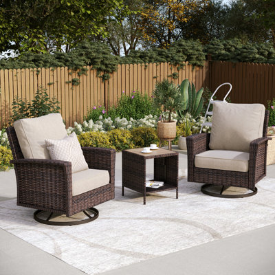 Chaise longue pivotante en osier avec table d'appoint