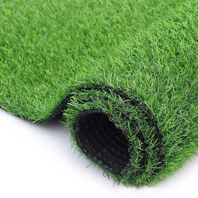 Rouleau de gazon artificiel de 3,3 pi x 32,3 pi, faux tapis synthétique synthétique de 0,8 pouce avec trous de drainage, pelouse d'astroturf intérieur / extérieur pour jardin, cour, patio, balcon