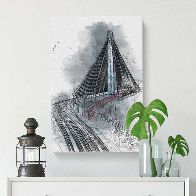 Oakland Bay Bridge in San Francisco in Abstract - Wrapped Canvas, 60cm H x 40cm W x 3cm D