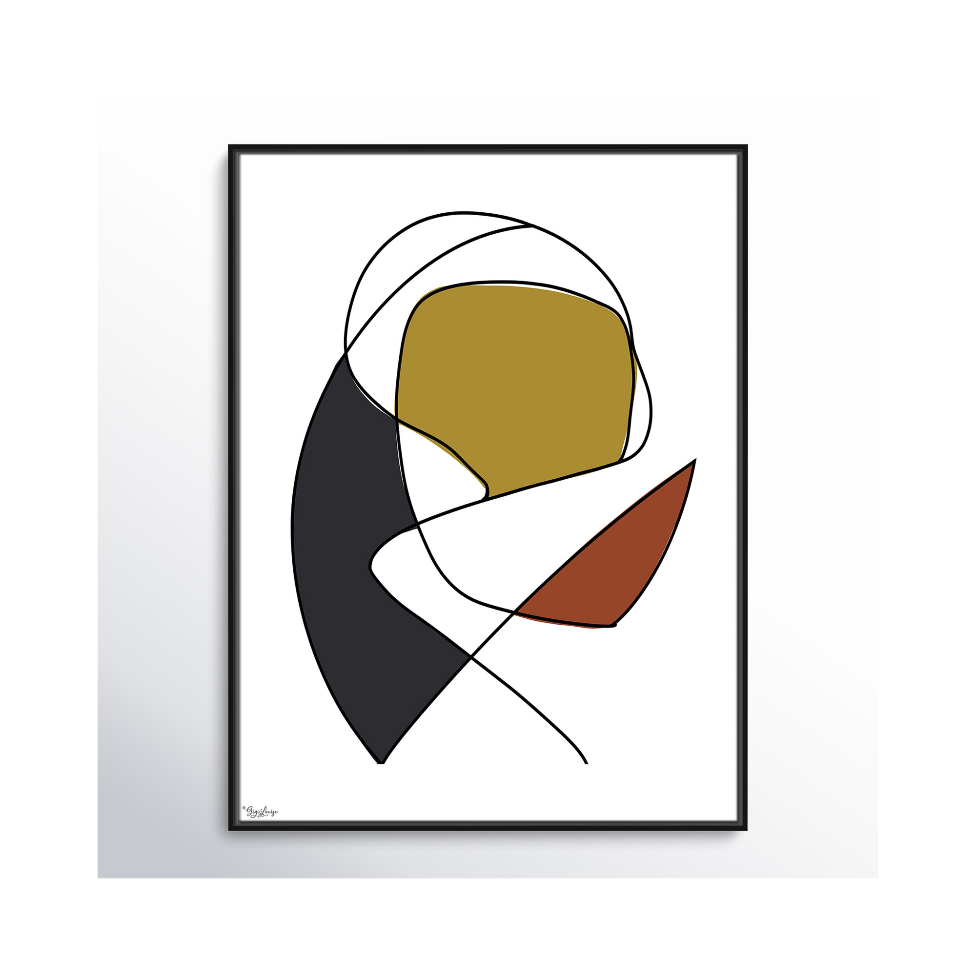 Abstract Tribeca 3, Black, 41.5" H x 31.5" W x 2" D