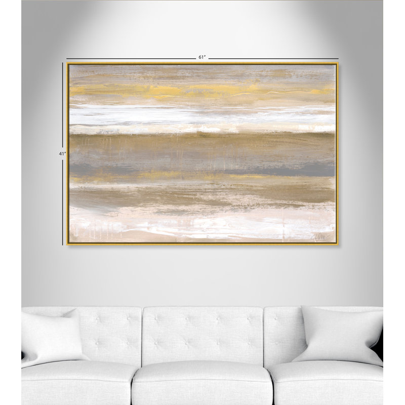 «Muriel Shimmering Landscape - Floater Frame», reproduction d'art sur toile, Cadre doré, H 41 po x l 61 po x P 2 po
