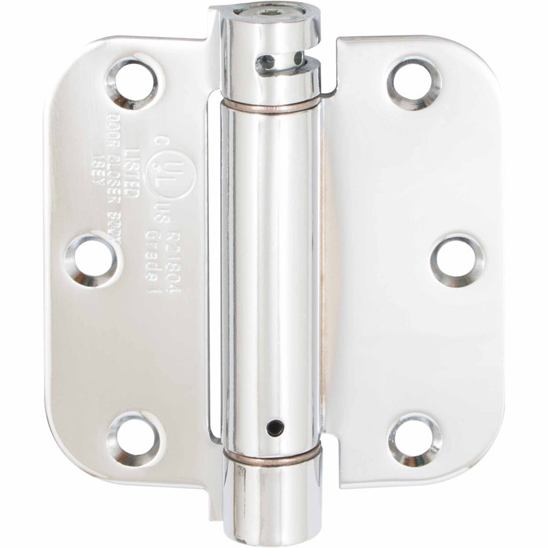 Charnière de porte simple à ressort H 5 po x l 2,6 po, Chrome poli