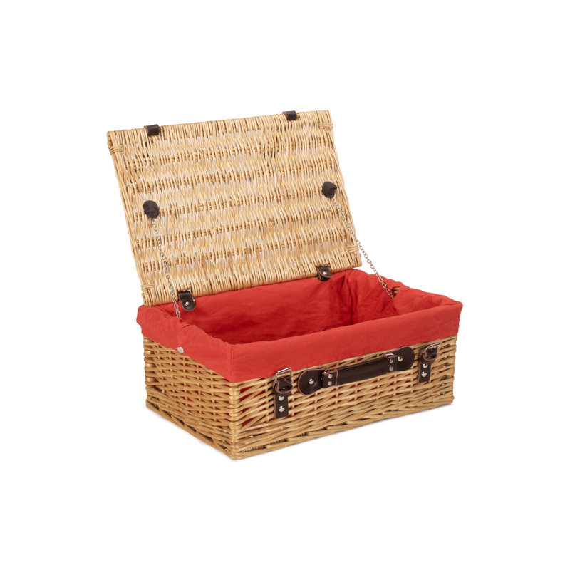 Wicker Basket with Lining, Buff Hamper/Red Lining