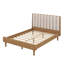 Grand lit plateforme avec tête de lit tapissier de style piano, base de lit avec 4 pieds en bois d'hévéa et support à lattes-11547511