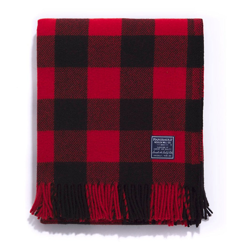 Buffalo Check Wool Throw Blanket, Red/Black