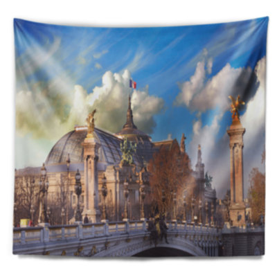 Cityscape de polyester célèbre magnifique palace en tapisserie paris avec accessoires suspendus inclus