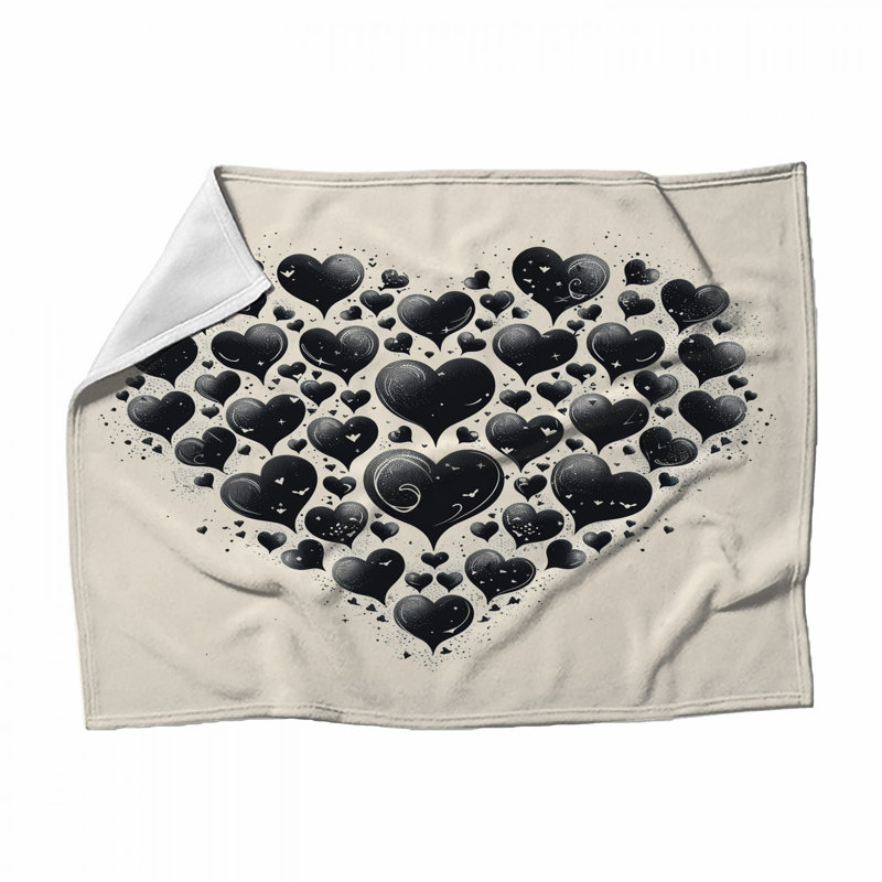 Jeté en molleton Hearts - Jetés abstraits pour canapés ou lits, L 51 po x H 60 po