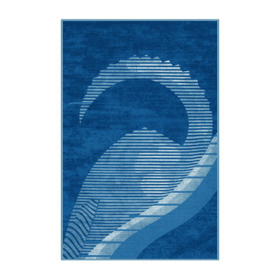 Machine Washable Pantelia Parasaurolophus Classic Striped Rug in Blue – BabyBlue Binding
