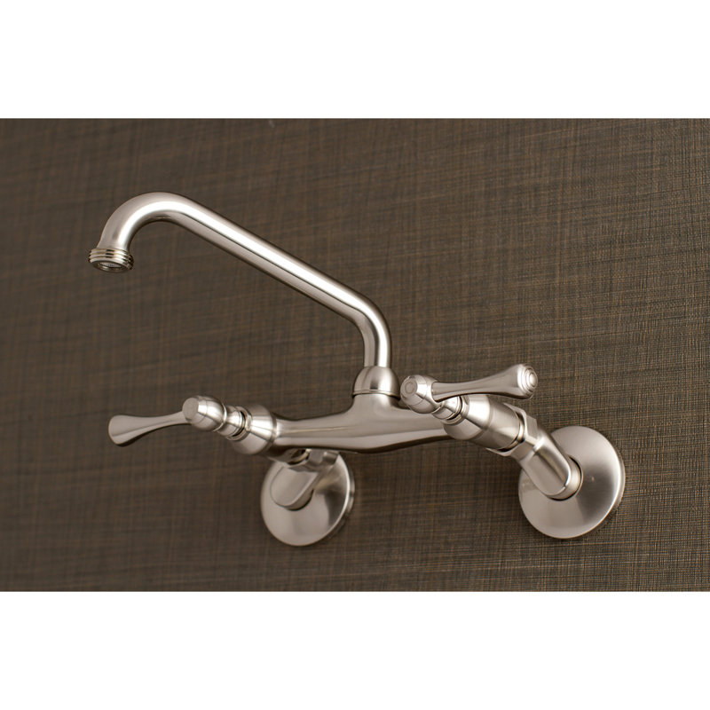 Kingston Brass Kingston Two-Handle 2-Hole Wall Mount Laundry Faucet, Brushed Nickel