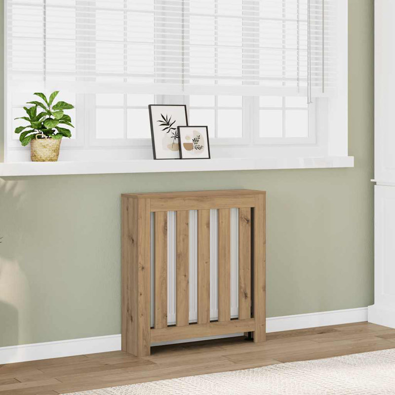 Small Radiator Cover, Artisan Oak, 78 x 20 x 82 cm, Vertical Slats
