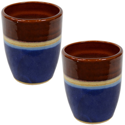 Captivating Vista 11.5" x 11.5" x 14" Round Ceramic Planter 2-Count - Beachcomber