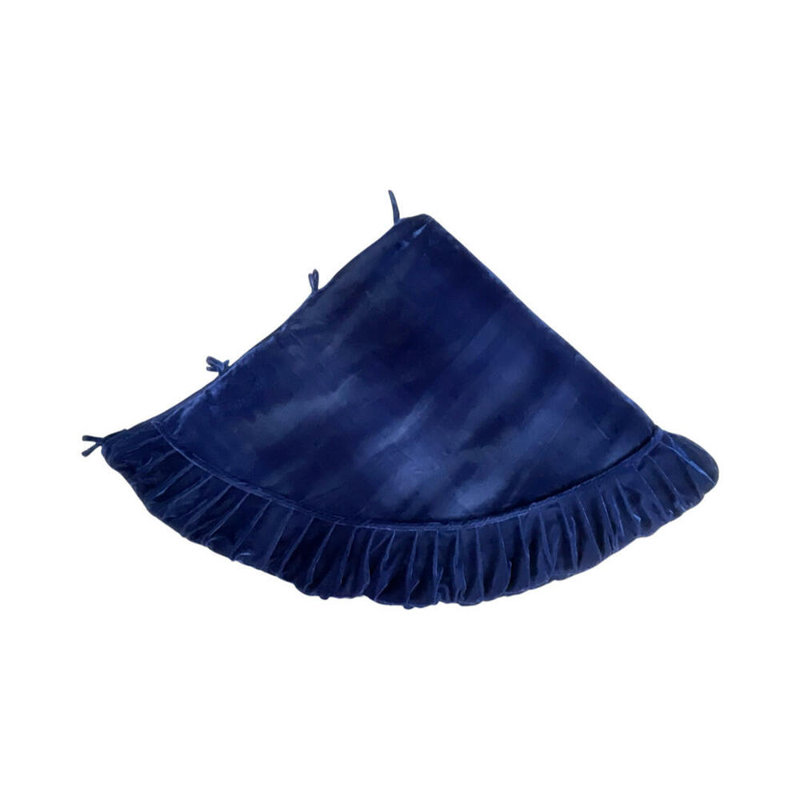 Vickerman Plush Black Velvet Christmas Tree Skirt, Midnight Blue, 1" H x 72" W