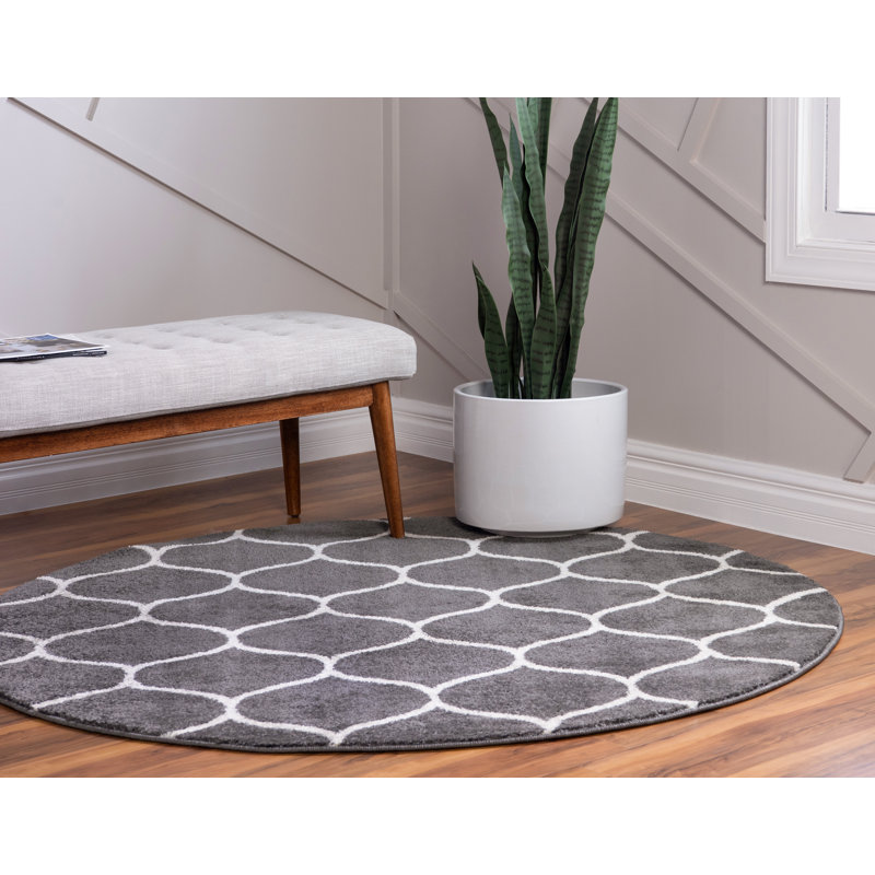 Tapis gris foncé Lllan, Rond 6 pi 1 po