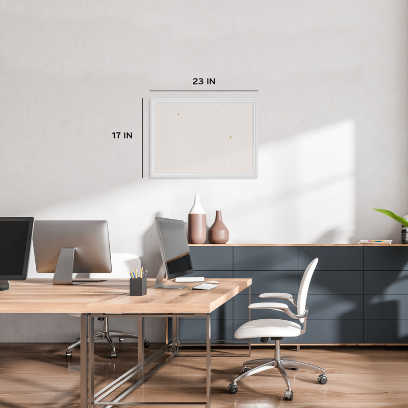 White Wood Frame Linen Bulletin Board, 23" x 17"