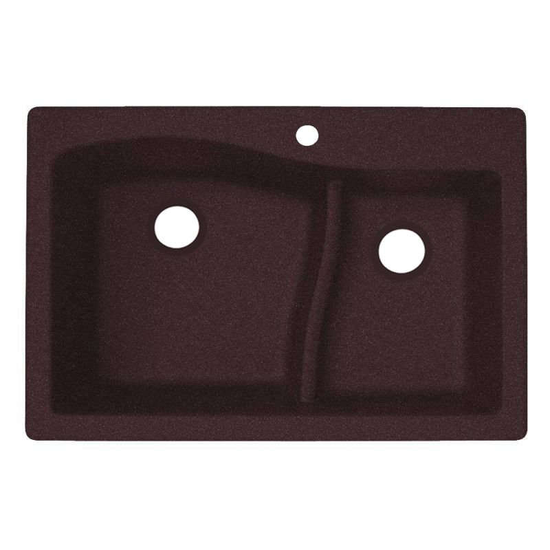 33'' L Double Bowl Granite Kitchen Sink, Metallico