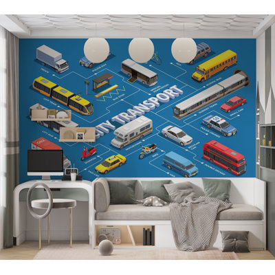 Premium Peel & Stick Wall Mural - City Transport