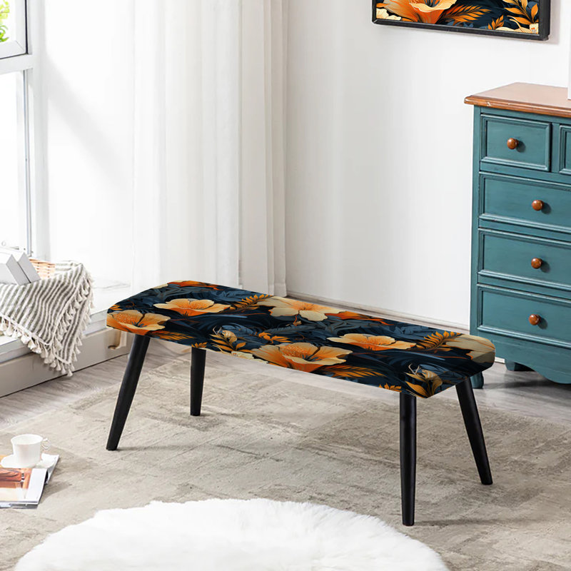 Tropical Twilight - motif tropical - banc rembourré noir Tropical