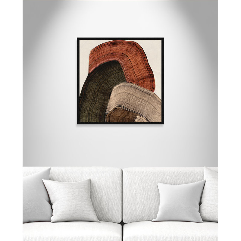 «Folded Earth I» par Casa Fine Arts, L 27,5 po x H 27,5 po, Grain de bois noir, Framed Print