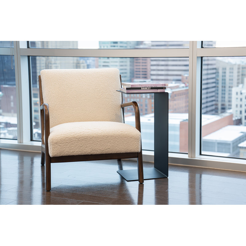 Side Table C-Shape Solid Metal, 20" H x 12" W x 12" D, 1, Gold
