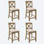 Ensemble de 4 chaises de salle à manger en bois massif, hauteur de comptoir, avec dossier ergonomique en X