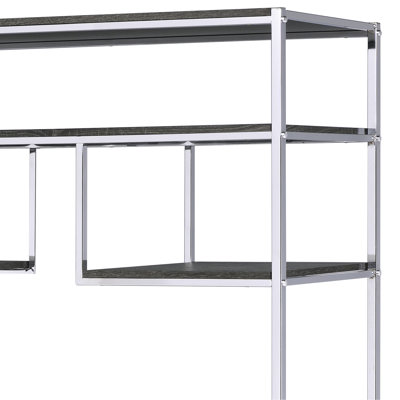 7-Level Gray Oak Bookshelf With Chic Frame And Storage Rustic & Finish Bookshelf, 7-Shelf Display Unit For Home Office