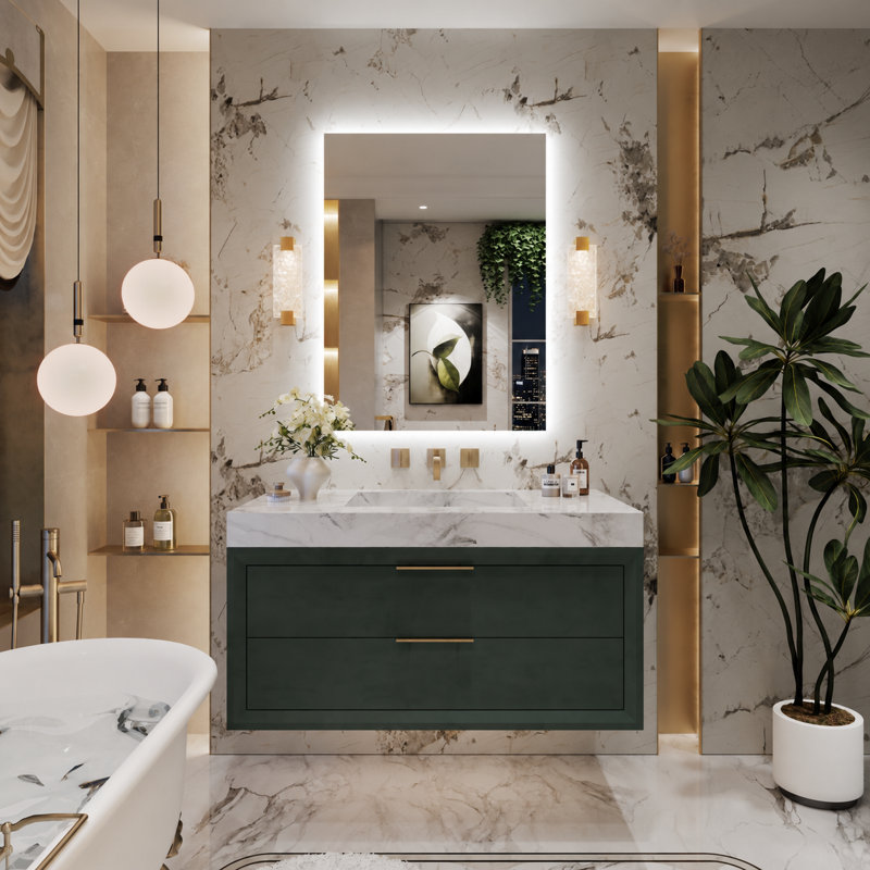 Miroir de salle de bain à DEL rétroéclairé sans cadre Lunara, 32 po x 24 po