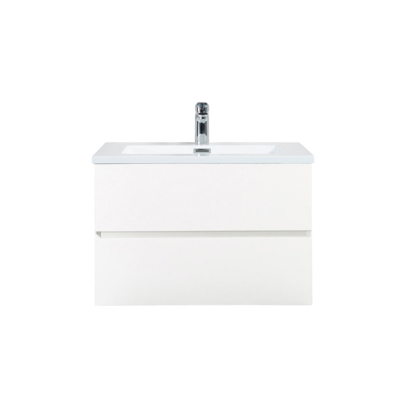 Villano 30 po L x 19 po P 2 tiroirs Meuble-lavabo mural avec évier simple et Comptoir en Polymarbre blanc, Blanc
